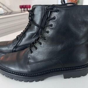 Vince Black Leather Men's Lace-Up Boots